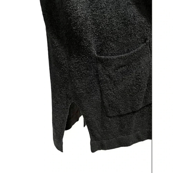 Barefoot Dreams CozyChic Lite Relaxed Hooded Cardigan XS/S Front Pockets Black - Picture 4 of 4